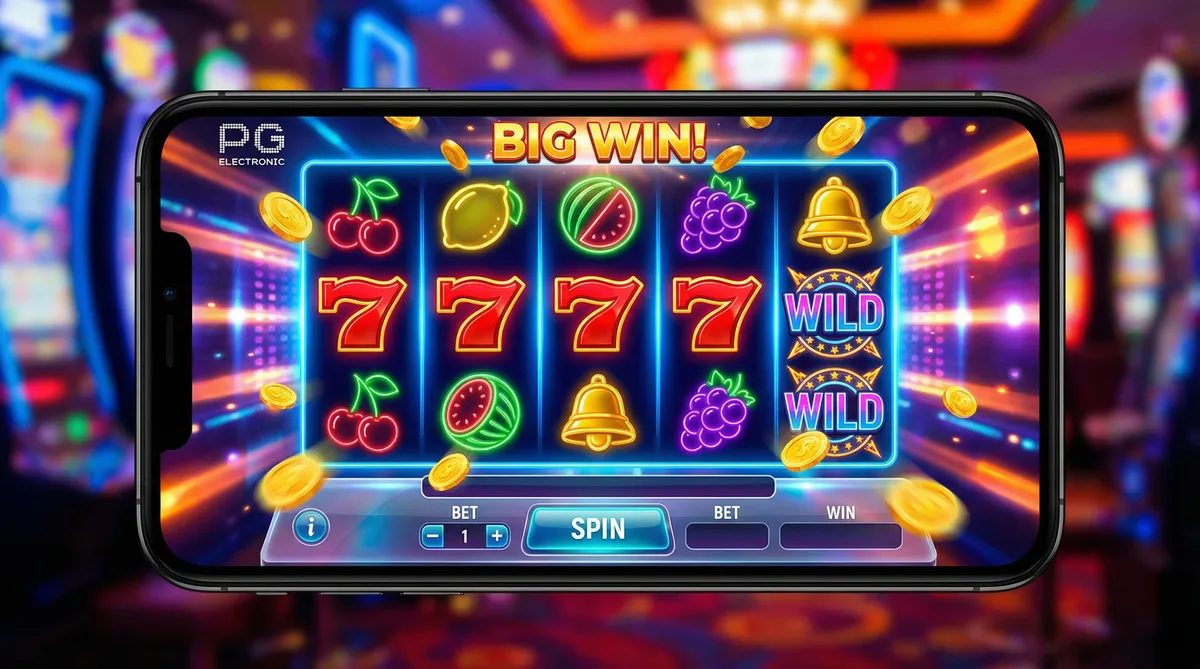PG电子老虎机游戏界面，显示水果和幸运七